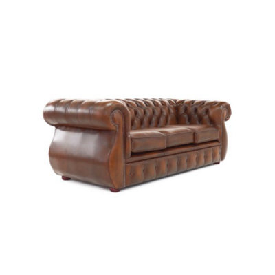 Chesterfield 3 Seater Antique Tan Real Leather Sofa Bespoke In ...