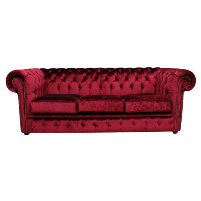 Chesterfield 3 Seater Boutique Wine Velvet Sofa Settee Bespoke In ...