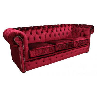 Chesterfield 3 Seater Boutique Wine Velvet Sofa Settee Bespoke In ...