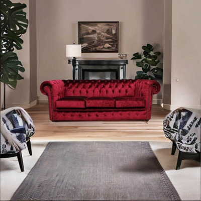 Chesterfield 3 Seater Boutique Wine Velvet Sofa Settee Bespoke In ...
