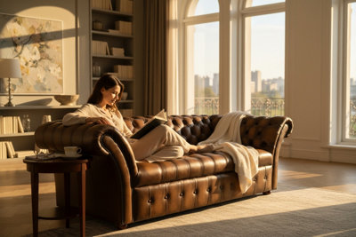 Chesterfield 3 Seater Buttoned Seat Sofa Antique Tan Real Leather In ...