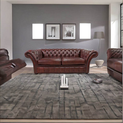 Chesterfield 3 Seater Byron Conker Leather Sofa Bespoke In Balmoral Style
