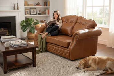Chesterfield 3 Seater Old English Tan Leather Sofa Settee Bespoke In ...