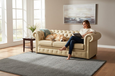 Chesterfield 3 Seater Shelly Angel Leather Sofa Bespoke In Classic Style