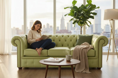 Chesterfield 3 Seater Shelly Field Green Leather Sofa Bespoke In ...