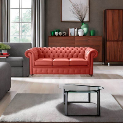 Chesterfield 3 Seater Shelly Horizon Leather Sofa Bespoke In Classic Style