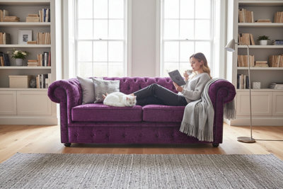 Chesterfield 3 Seater Sofa Settee Lustro Glamour Pink Velvet In Classic ...