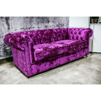 Chesterfield 3 Seater Sofa Settee Lustro Glamour Pink Velvet In Classic ...
