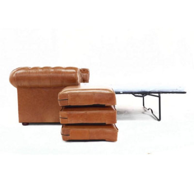 Chesterfield 3 Seater SofaBed Old English Tan Real Leather In Classic Style