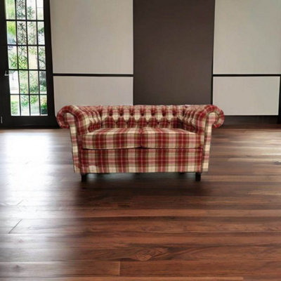 Chesterfield Arnold Wool 2 Seater Sofa Settee Fernie Red Tweed Check In ...