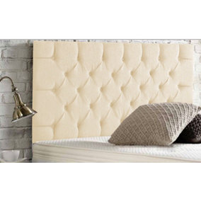 Chesterfield Chenille 2ft6 Small Single 24" Headboard -  Cream