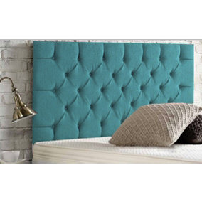 Chesterfield Chenille 3ft Single 24" Headboard -  Teal