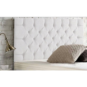Chesterfield Chenille 4ft Small Double 24" Headboard -  Ivory