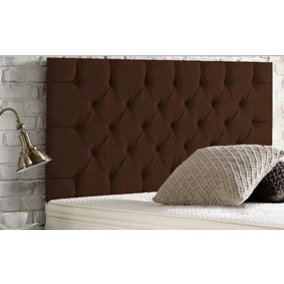 Chesterfield Chenille 4ft6 Double 24" Headboard -  Brown