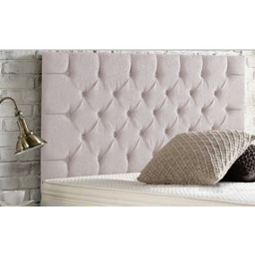 Chesterfield Chenille 4ft6 Double 24" Headboard -  Stone