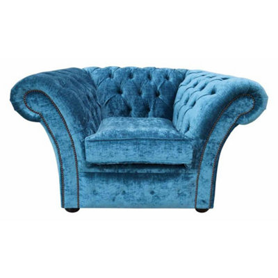 Chesterfield Club Chair Modena Peacock Blue Velvet In Balmoral Style