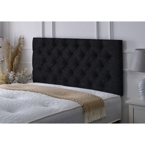 Chesterfield Crushed Velvet 2ft6 Small Single 24" Headboard -  Black