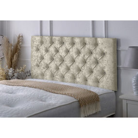 Chesterfield Crushed Velvet 3ft Single 24" Headboard -  Cream