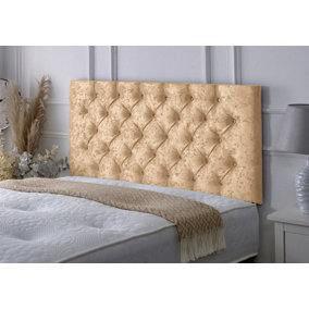 Chesterfield Crushed Velvet 4ft6 Double 24" Headboard -  Gold