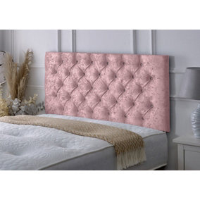 Chesterfield Crushed Velvet 4ft6 Double 24" Headboard -  Pink