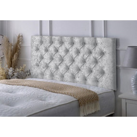 Chesterfield Crushed Velvet 4ft6 Double 24" Headboard -  Silver