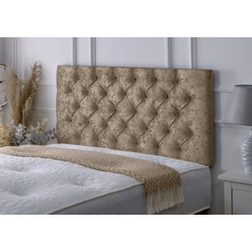 Chesterfield Crushed Velvet 5ft Kingsize 24" Headboard -  Champagne