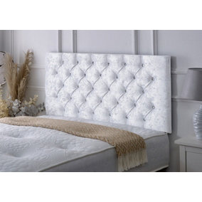 Chesterfield Crushed Velvet 5ft Kingsize 24" Headboard -  White