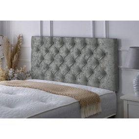 Chesterfield Crushed Velvet 6ft Super King 24" Headboard -  Grey