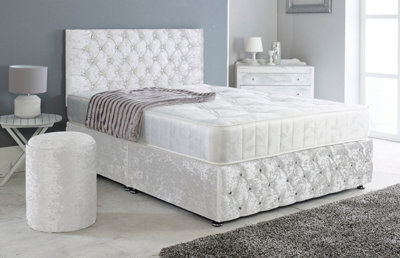 Chesterfield Crushed Velvet Divan Bed, Ortho Mattress, Footboard ...