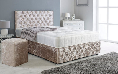 Chesterfield Crushed Velvet Divan Bed, Ortho Mattress, Footboard ...