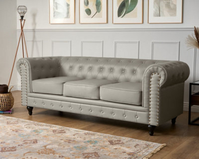 Chesterfield Faux Leather Button-Tufted 2 & 3 Seater Sofa Set