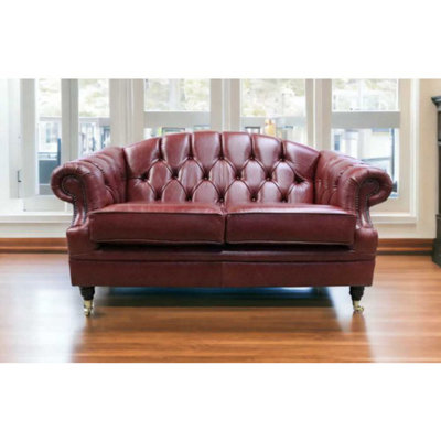 Chesterfield Handmade 2 Seater Sofa Settee Old English Chestnut Leather ...