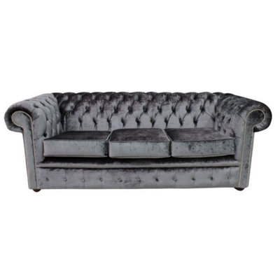 Chesterfield Handmade 3 Seater Sofa Settee Boutique Storm Black Velvet ...