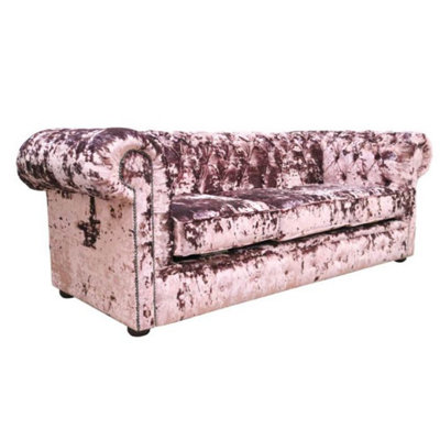 Chesterfield Handmade 3 Seater Sofa Settee Lustro Blush Pink Velvet ...