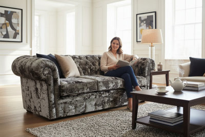 Chesterfield Handmade 3 Seater Sofa Settee Lustro Liqueur Velvet Fabric ...