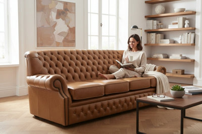 Chesterfield Handmade 4 Seater Sofa Old English Saddle Leather In Monks ...