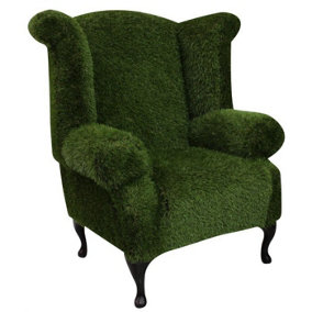 Chesterfield High Back Wing Chair Grass Bespoke In Queen Anne Style