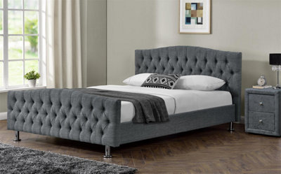 Grey tufted king bed outlet frame