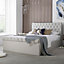 Chesterfield Off White Upholstered Ottoman - Double Bed Frame