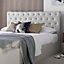 Chesterfield Off White Upholstered Ottoman - Double Bed Frame