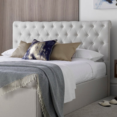 Chesterfield Off White Upholstered Ottoman - King Size Bed Frame