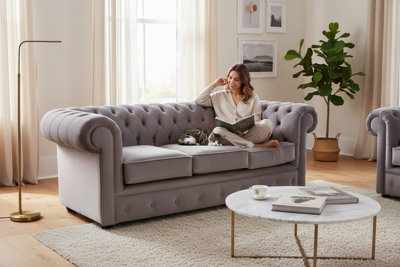 Chesterfield Original Thomas 3 Seater Sofa Settee Tuscany Lavender In ...