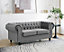 Chesterfield Pleat Velvet Fabric 2 Seater Sofa, Grey Velvet