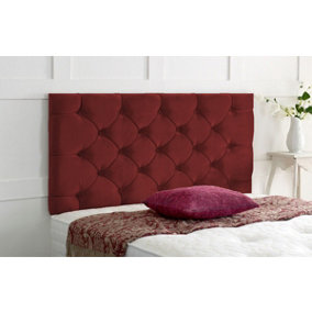 Chesterfield Plush Velvet 2ft6 Small Single 24" Headboard -  Burgundy