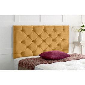 Chesterfield Plush Velvet 2ft6 Small Single 24" Headboard -  Turmeric