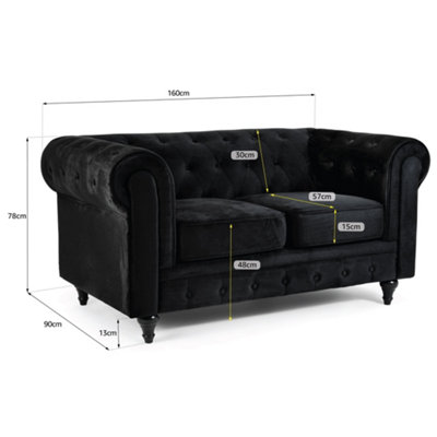 Chesterfield Velvet Button-Tufted 2 & 3 Seater Sofa Set