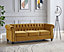 Chesterfield Velvet Fabric 3 Seater Sofa, Gold