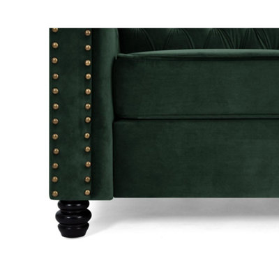 Buy Chesterfield Velvet Stud Fabric 2 Seater Sofa, Green at B&Q