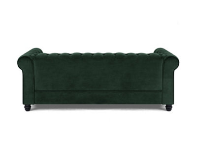Chesterfield Velvet Stud Fabric 3 Seater Sofa, Green