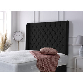 Chesterfield Winged Chenille 3ft Single 36" Headboard - Black